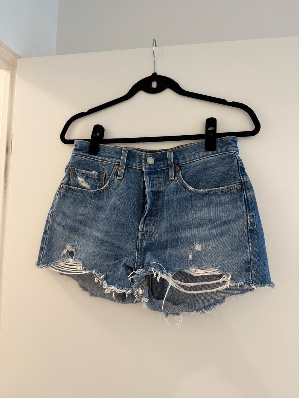 Levi's Blue Distressed Cutoff Jean Shorts